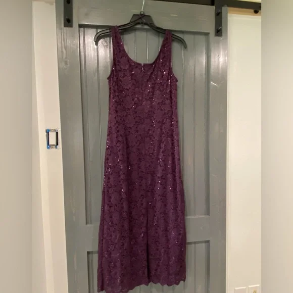 Eggplant color formal dress with removable short sleeve jacket - Picture 5 of 5